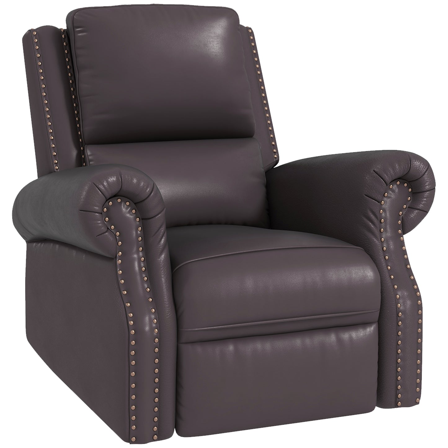 Swivel Recliner Chair, Reclining Sofa, PU Leather Rocker with Thick Padded Back and Seat for Living Room, Brown Single Sofas   at Gallery Canada