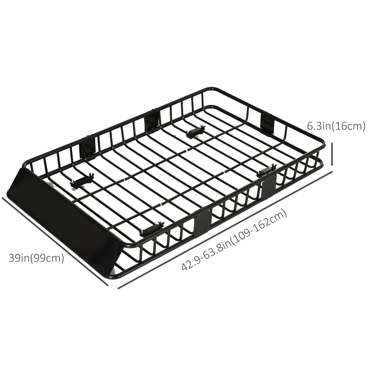 64"/43" x 39" Car Roof Rack, Length Adjustable, Universal Rooftop Cargo Carrier Basket with U-bolts, 220 lbs Capacity Automotive   at Gallery Canada