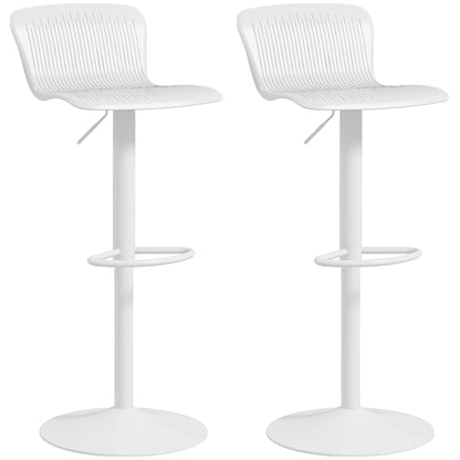 Polypropylene Bar Stools Set of 2, Swivel Barstools with Adjustable Height, Footrest and Backrest, White Bar Stools   at Gallery Canada