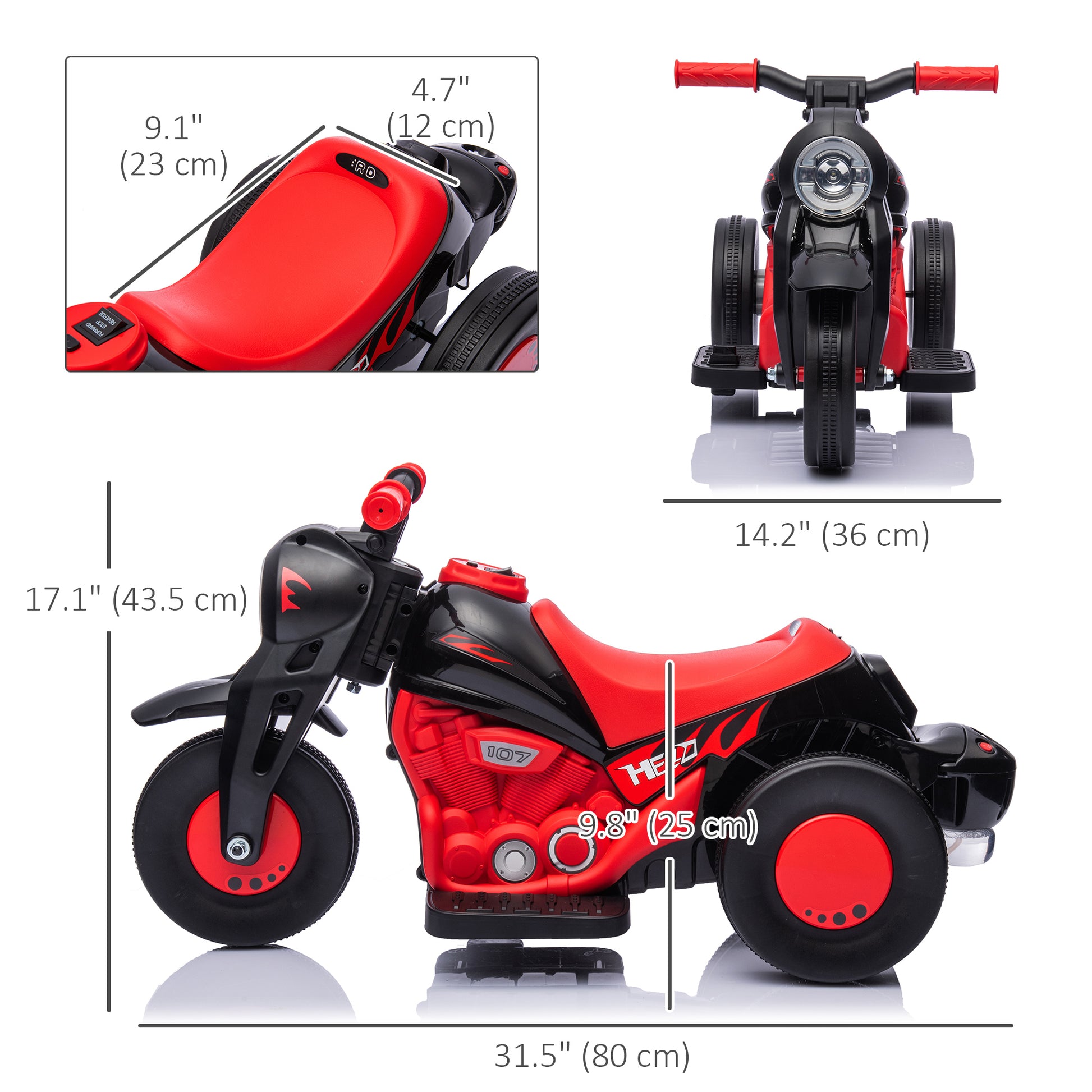 Electric Motorcycle for Kids, 6V Ride on Bubble Car with LED Headlight, Music, Pedal, for 2-5 Years Black Electric Motorcycles   at Gallery Canada