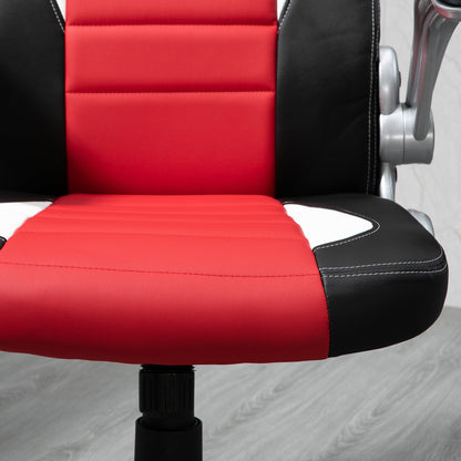 Racing Gaming Chair PU Leather Office Chair Executive Computer Desk Chair with Adjustable Height, Flip Up Armrest, Swivel Wheels, Red Video Game Chairs   at Gallery Canada