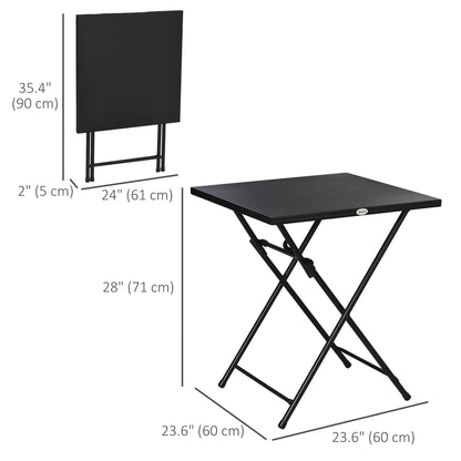 Folding Coffee Table, Folding Patio Table, Square Small Side Table with Metal Plate Top, 23.6" x 23.6", Black Patio Side Tables   at Gallery Canada