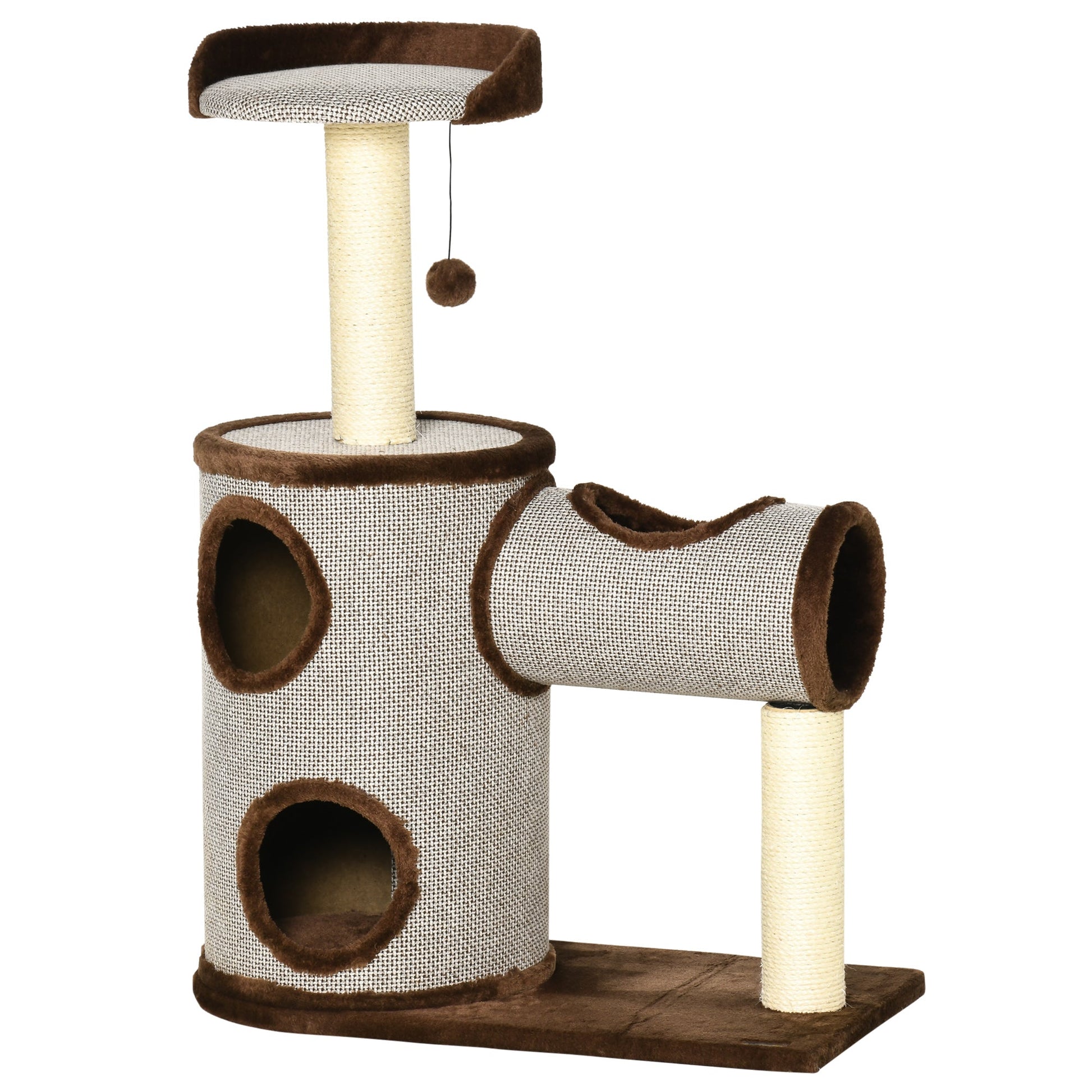 Cat Tree Tower Indoor Cats Climbing Activity Center Kitten Furniture w/ Cat House, Bed, Scratching Post, Hanging Toy, Brown Cat Towers   at Gallery Canada