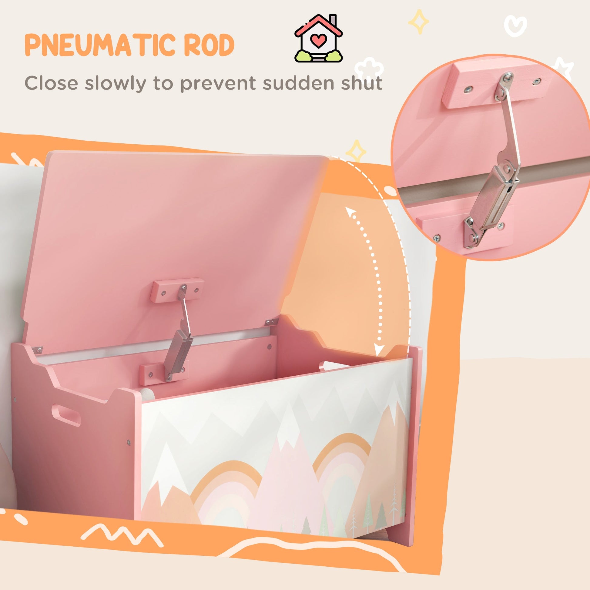 Toy Box with Lid, Toy Chest Storage Organizer for Bedroom with Safety Hinge, Pink Baby & Kids Storage   at Gallery Canada