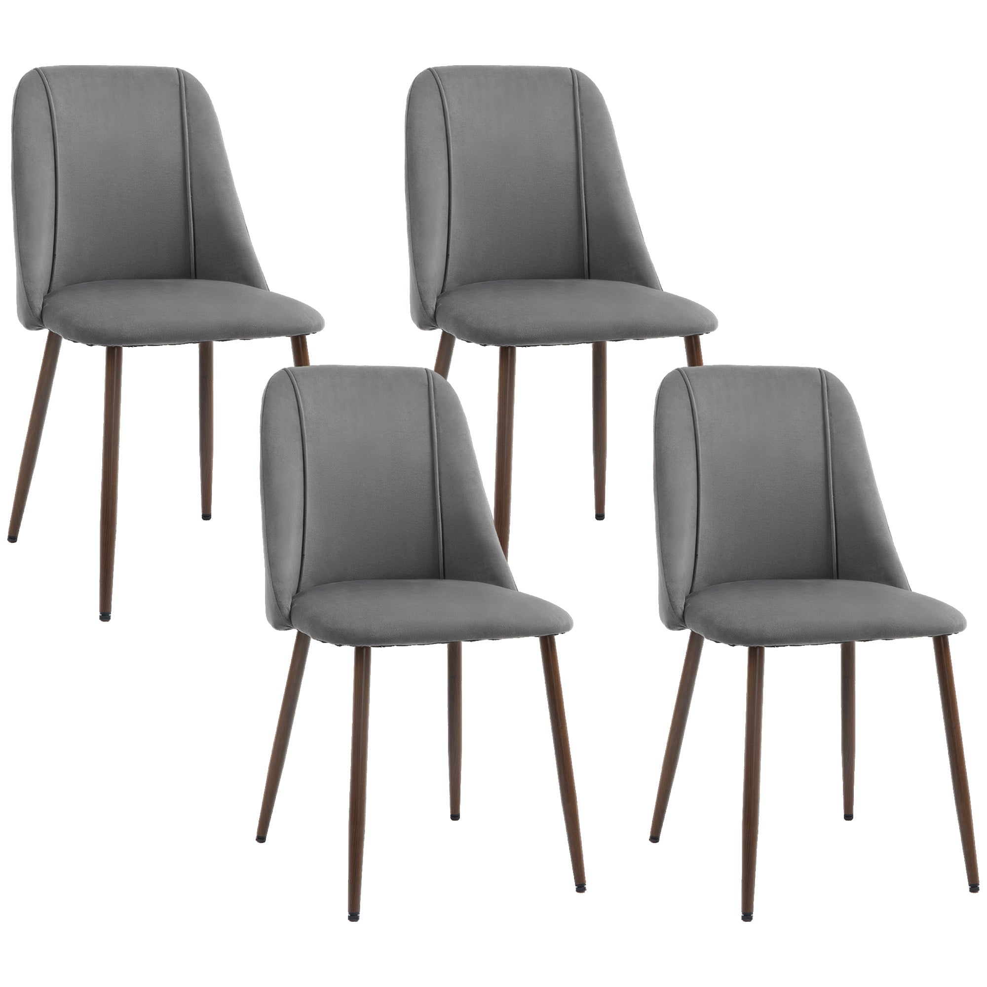 Upholstered Dining Chairs Set of 4, Velvet Accent Chair with Back and Wood-grain Steel Leg for Kitchen, Dark Grey Dining Chairs   at Gallery Canada