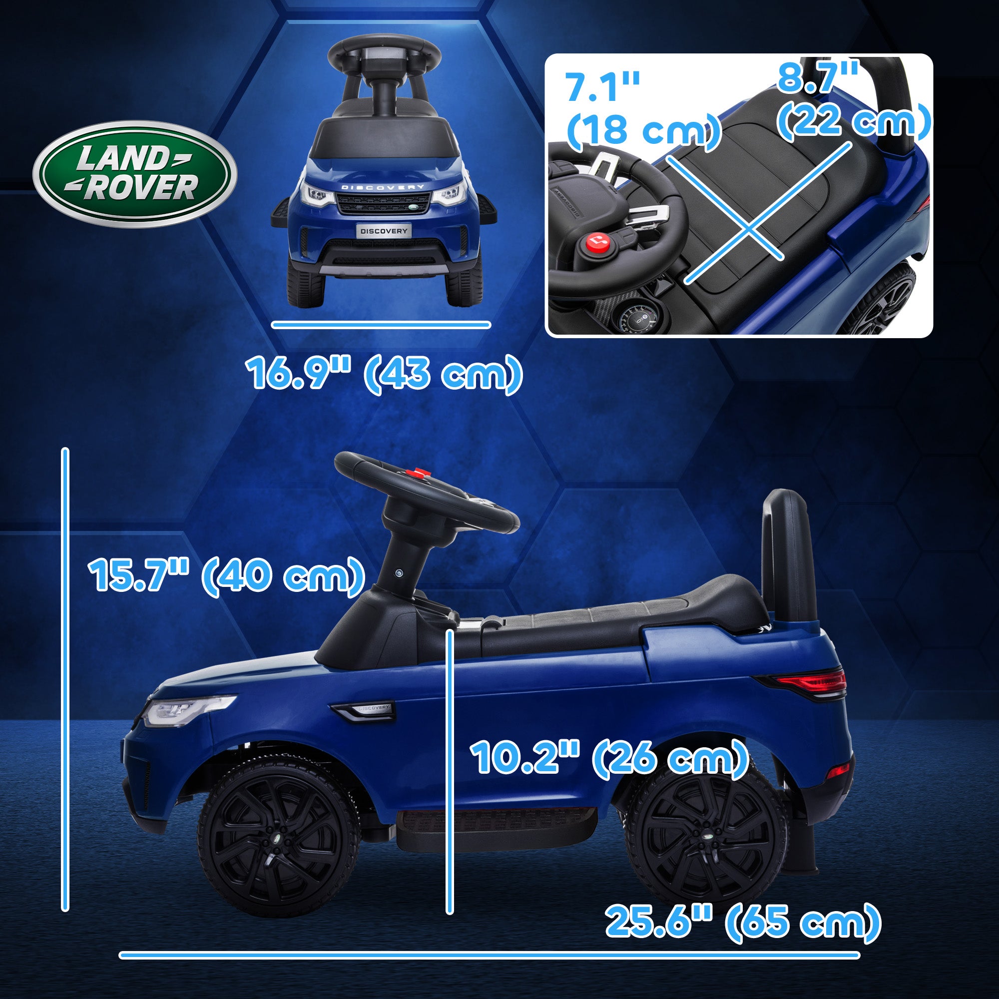2 in 1 6V Land Rover Licensed Electric Car for Kids, Sliding Car with Music Horn Headlights, for 18-60 Months Blue Electric Toy Cars at Gallery Canada