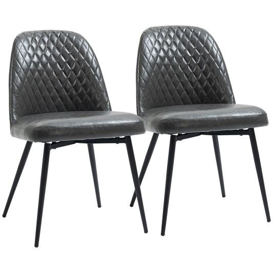 Dining Chairs Set of 2, Modern Kitchen Chairs with Faux Leather Upholstery and Steel Legs for Living Room, Dining Room, Bedroom, Dark Gray - Gallery Canada