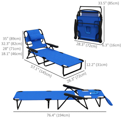 Folding Lounge Chair w/ Reclining Back, Dark Blue Lounger Chairs   at Gallery Canada