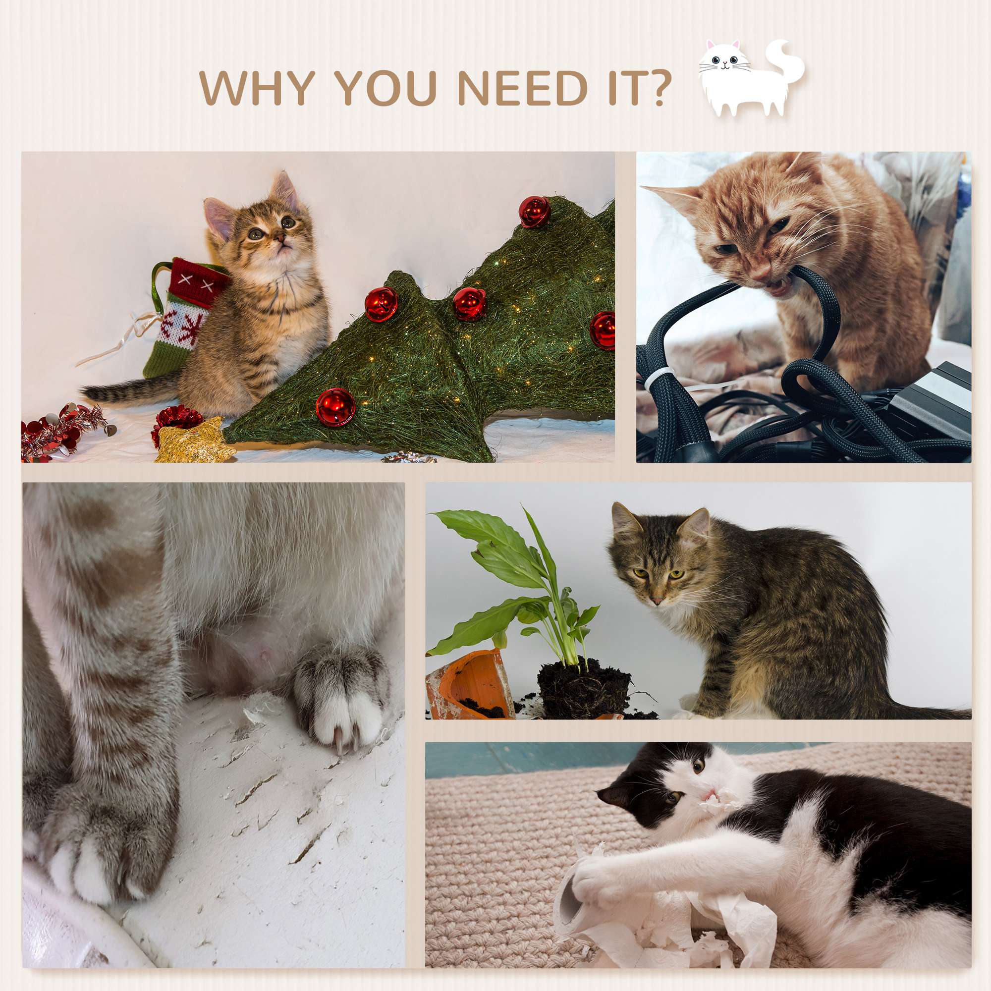 Cat Wall Shelves, 3PCs Cat Shelves with Hammock, Scratching Post, 3 Steps, Jumping Platforms, Wall Mounted Cat Climber, Beige Cat Climbing Wall at Gallery Canada