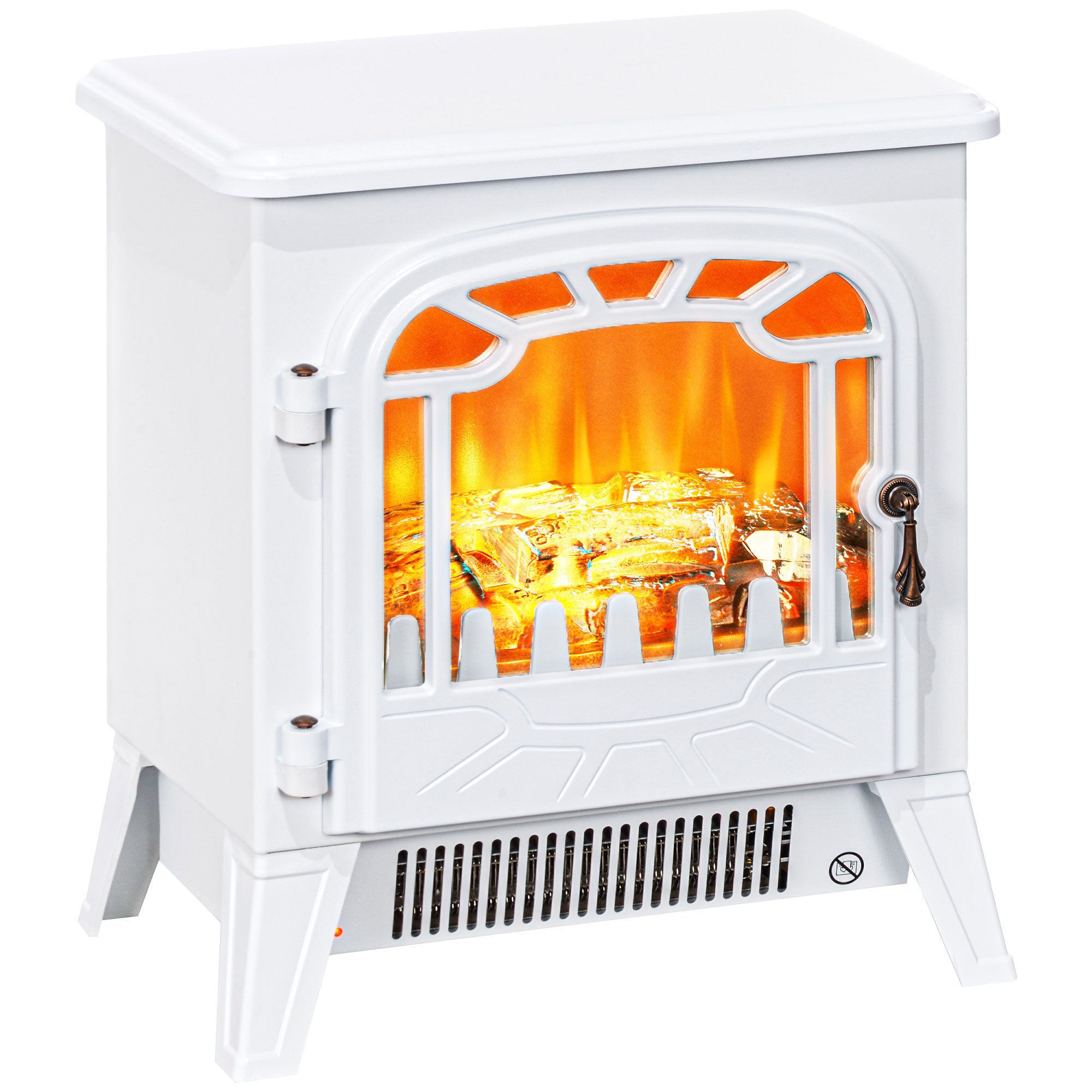 Freestanding Electric Fireplace Stove Heater with Overheat Protection and Realistic Flame Effect, 750W/1500W, White Electric Fireplaces at Gallery Canada