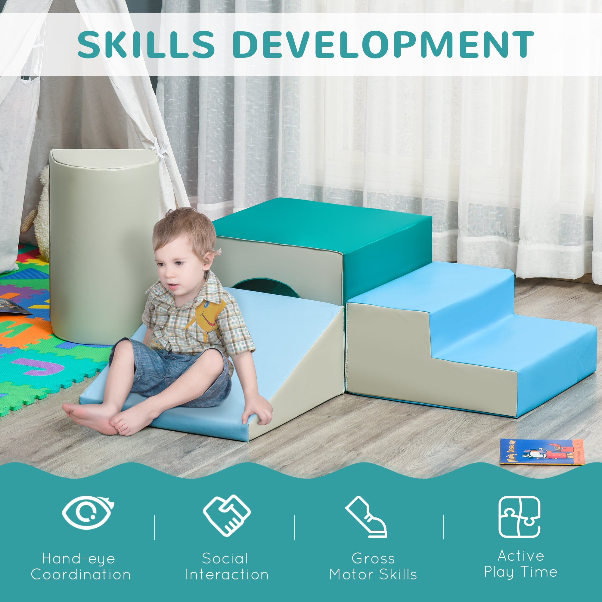 Foam Climbing Blocks for Toddlers, Kids Modular Play Set for Baby Children, Soft Play Equipment for Crawling Sliding, Easy-to-clean Safe DIY Creative, Multicolor Baby Gym & Playmats at Gallery Canada
