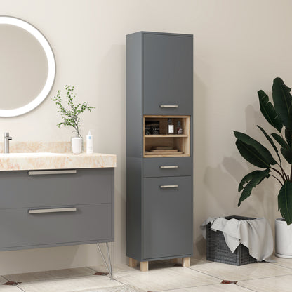 Tall Bathroom Storage Cabinet, Freestanding Bathroom Cabinet with Open Compartments, Double Doors and Drawer Bathroom Cabinets   at Gallery Canada