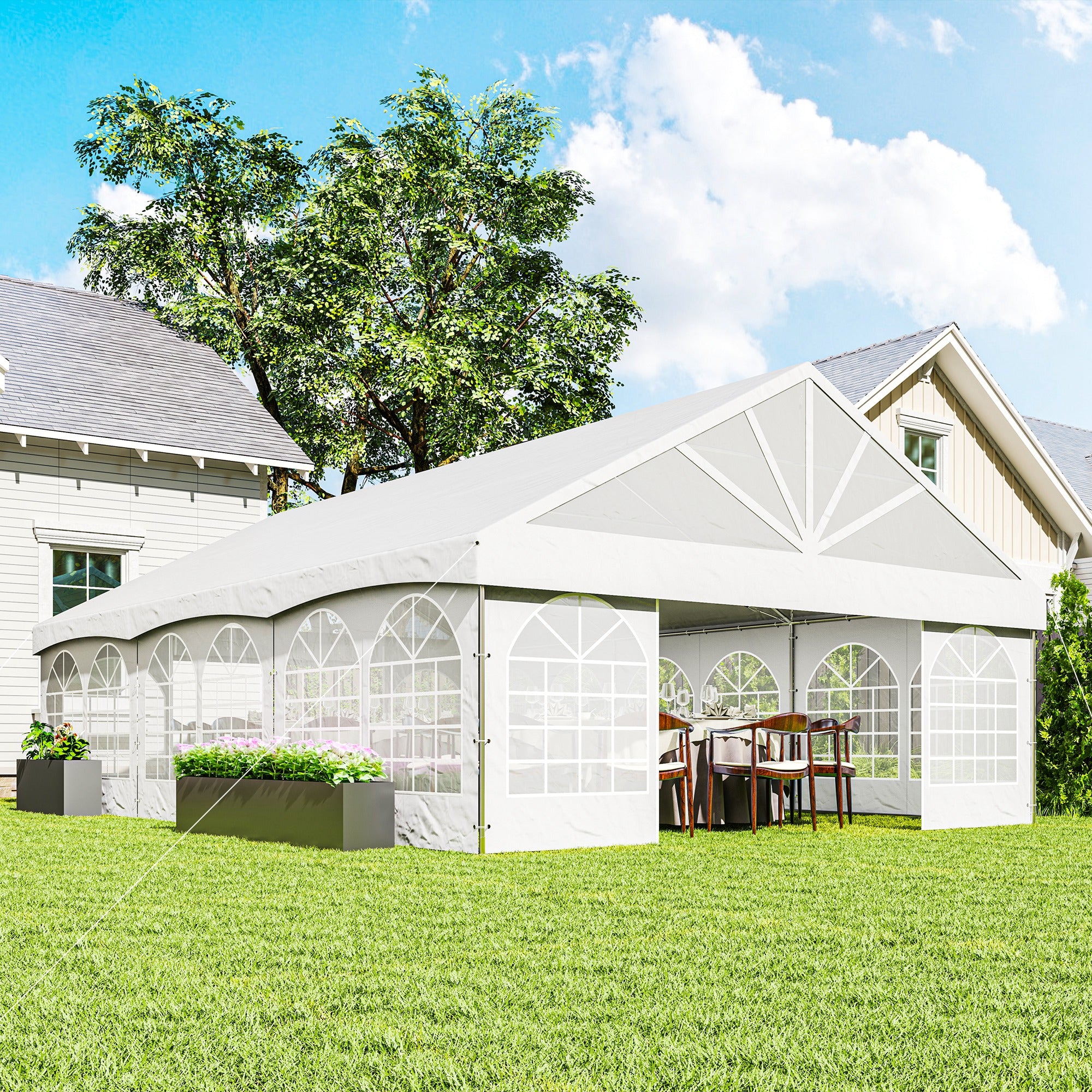 20' x 30' Heavy Duty Party Tent, Galvanized Outdoor Canopy Event Tent with Removable Window Sidewalls and Carry Bags Gazebos at Gallery Canada