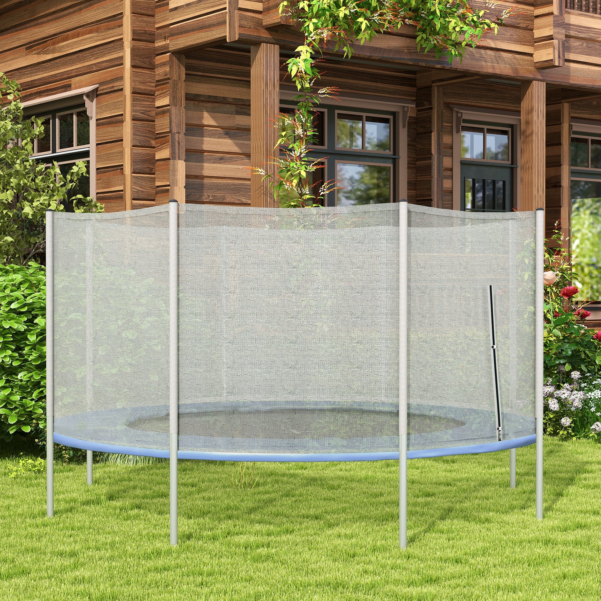 14FT Enclosure Trampolining Bounce Safety Accessories Trampoline Net with 8 Poles, Grey Trampolines at Gallery Canada