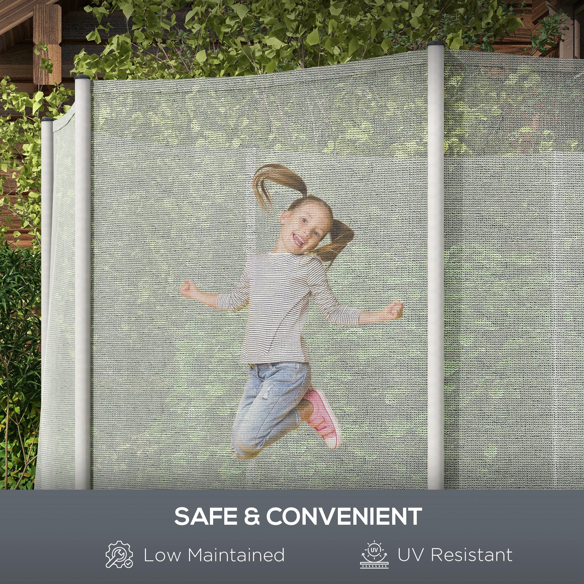 14FT Enclosure Trampolining Bounce Safety Accessories Trampoline Net with 8 Poles, Grey Trampolines at Gallery Canada