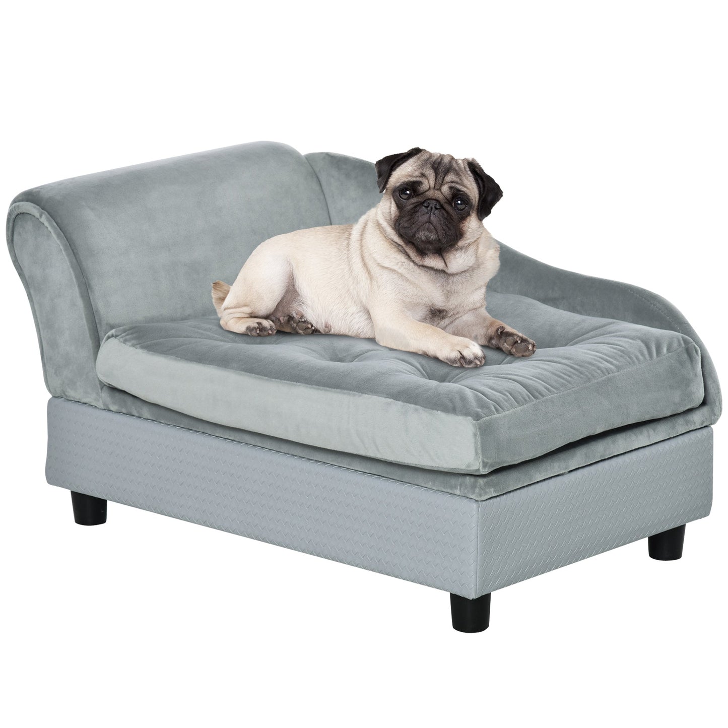 Pet Sofa Dog Couch Chaise Lounge Pet Bed with Storage Function Small Sized Dog Various Cat Sponge Cushioned Bed Lounge, Light Grey Dog Sofas Grey  at Gallery Canada