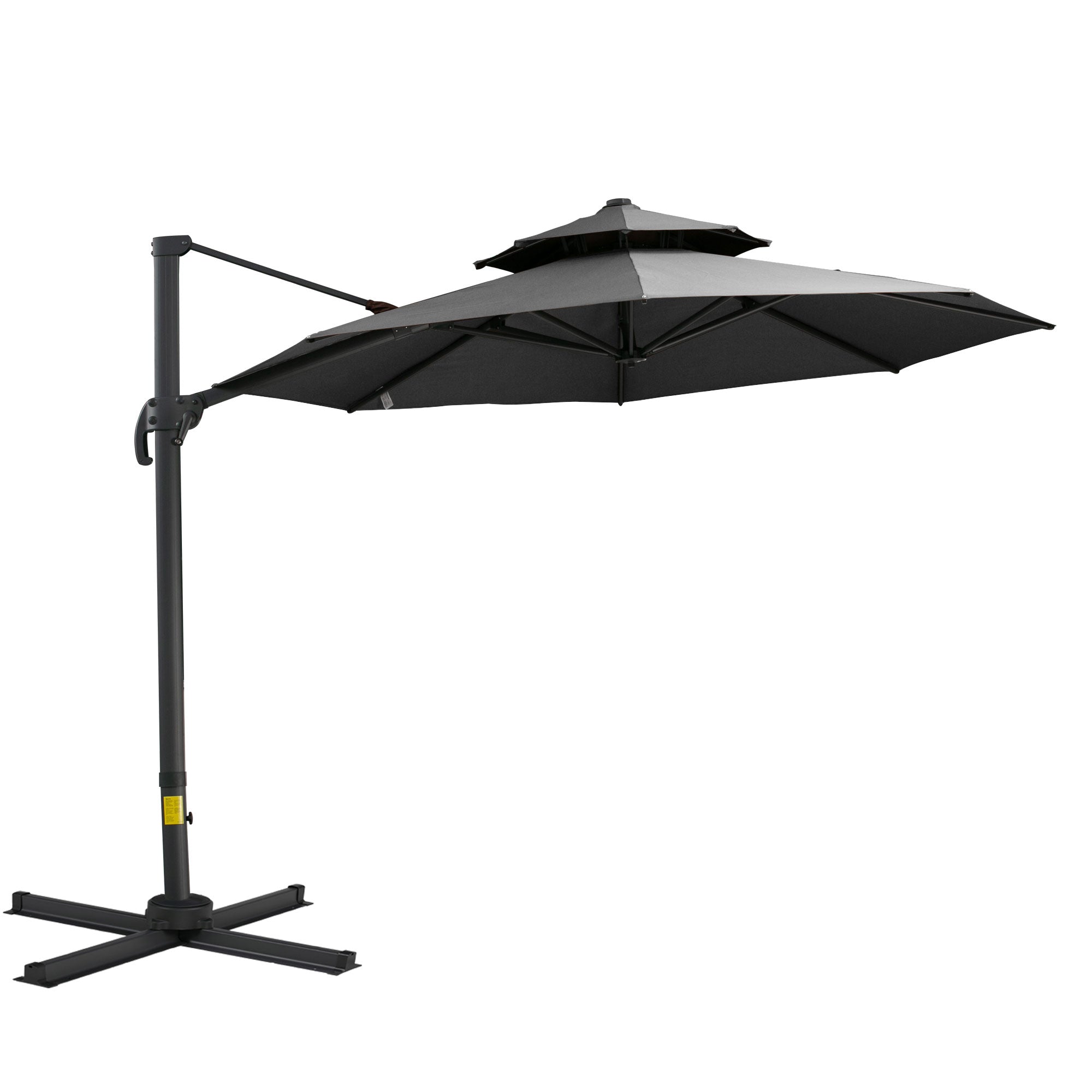 11ft Outdoor Cantilever Umbrella Rotatable Sun Shade Aluminum Market Umbrella with Adjustable Angle &; Double-top Canopy for Backyard, Poolside, Lawn and Garden Dark Grey Cantilever Umbrellas Dark Grey at Gallery Canada