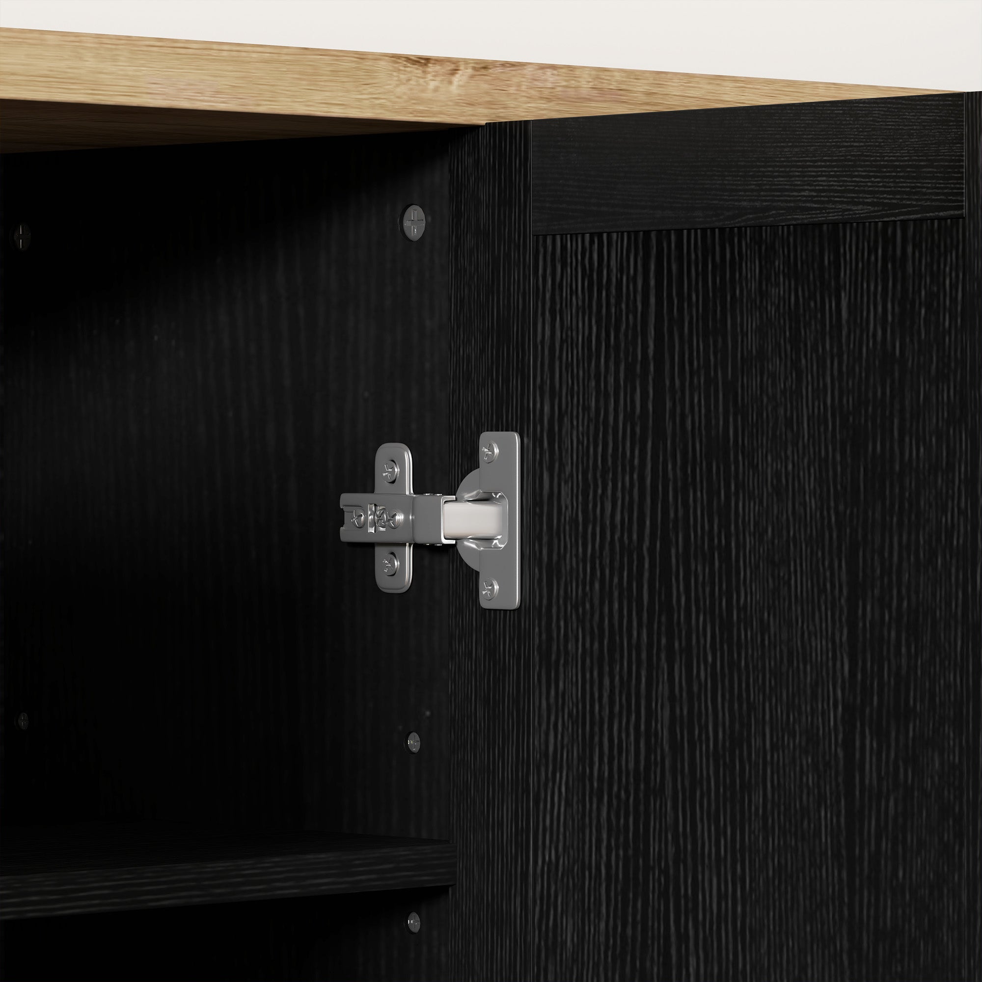 Modern Sideboard Buffet Cabinet, Modern Kitchen Storage Cabinet with 4 Doors Adjustable Shelves, for Dining Room, Black Storage Cabinets at Gallery Canada