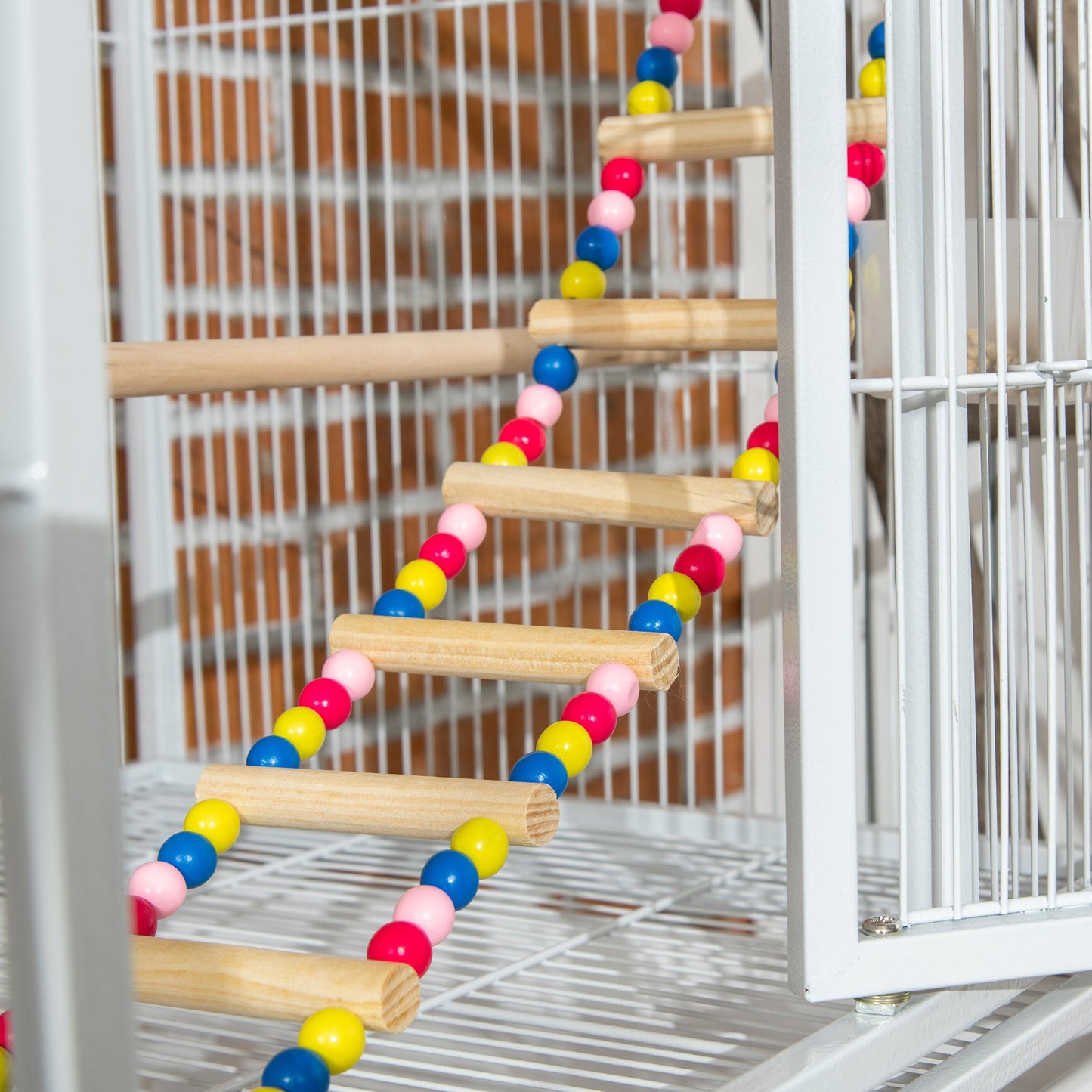 71" Bird Cage with Wheels Perches, Ramp, Storage Shelf, Toys for Canaries, Finches, Cockatiels, Parakeets, White Bird Cages   at Gallery Canada