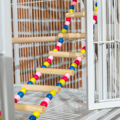 71" Bird Cage with Wheels Perches, Ramp, Storage Shelf, Toys for Canaries, Finches, Cockatiels, Parakeets, White Bird Cages   at Gallery Canada