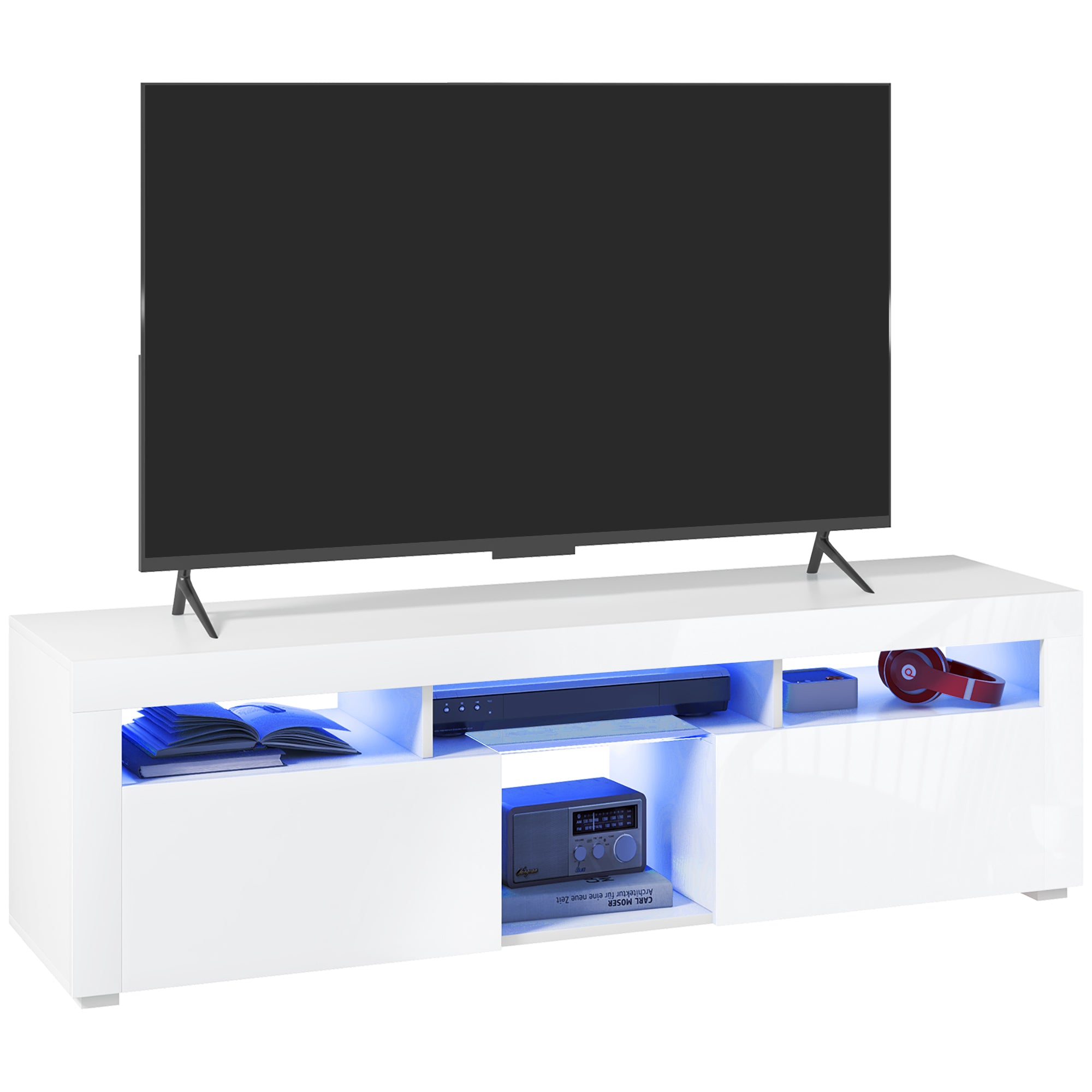 Modern TV Stand with Storage and LED Lights for TVs up to 55