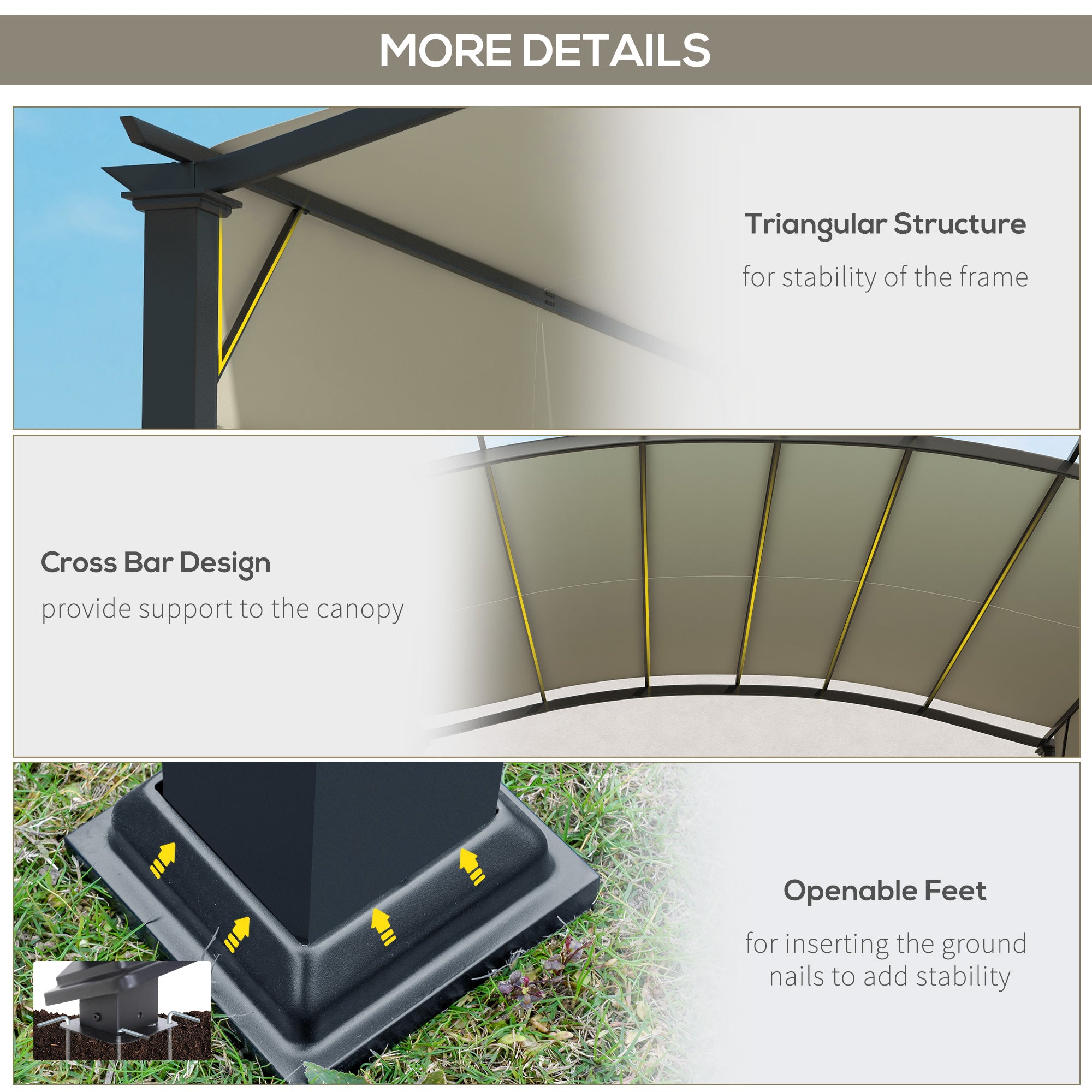 11' x 11' Retractable Pergola Canopy for Patio, Backyard, Beige Pergolas at Gallery Canada