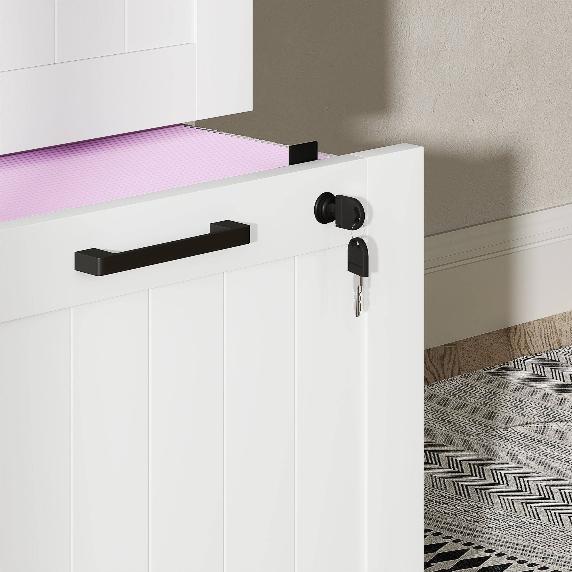 4 Drawer Filing Cabinet with Lock, Office Storage Cabinet with Adjustable Hanging Bars for A4 Letter Size Files, White Office Cabinets & Cupboards at Gallery Canada