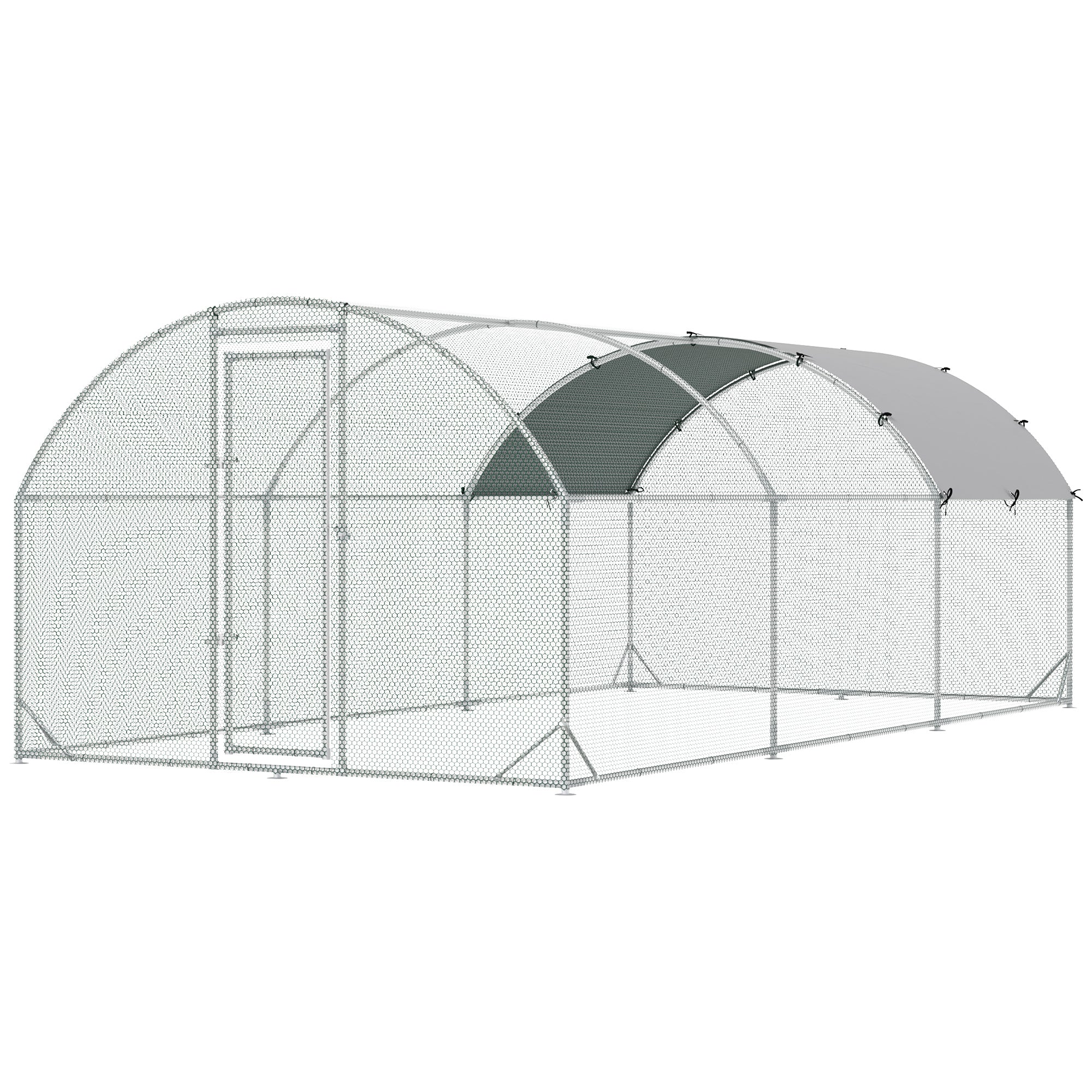 Galvanized Large Metal Chicken Coop Cage Walk-in Enclosure Poultry Hen Run House Playpen Rabbit Hutch with Cover for Outdoor Backyard 9.2' x 18.7' x 6.5' Silver Chicken Coops at Gallery Canada