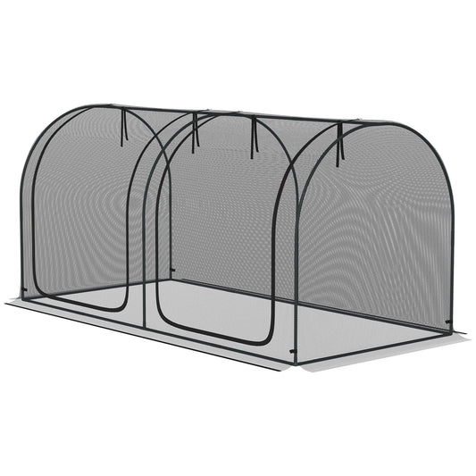 8' x 4' Crop Cage, Garden Plant Protector, with 3 Zippered Doors and 6 Ground Stakes, for Garden, Yard, Lawn, Black Walk In Greenhouses Black  at Gallery Canada