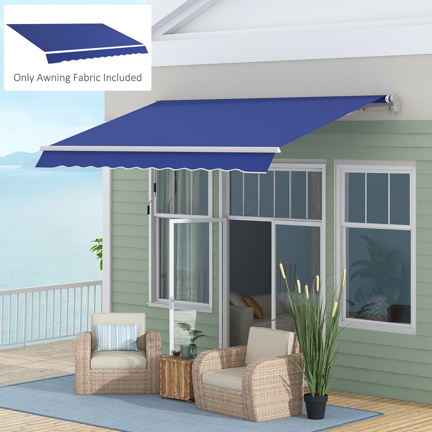 11' x 10' Outdoor Sunshade Canopy Awning Cover, Retractable Awning Fabric Replacement, UV Protection, Navy Blue Awning Fabric Replacement at Gallery Canada