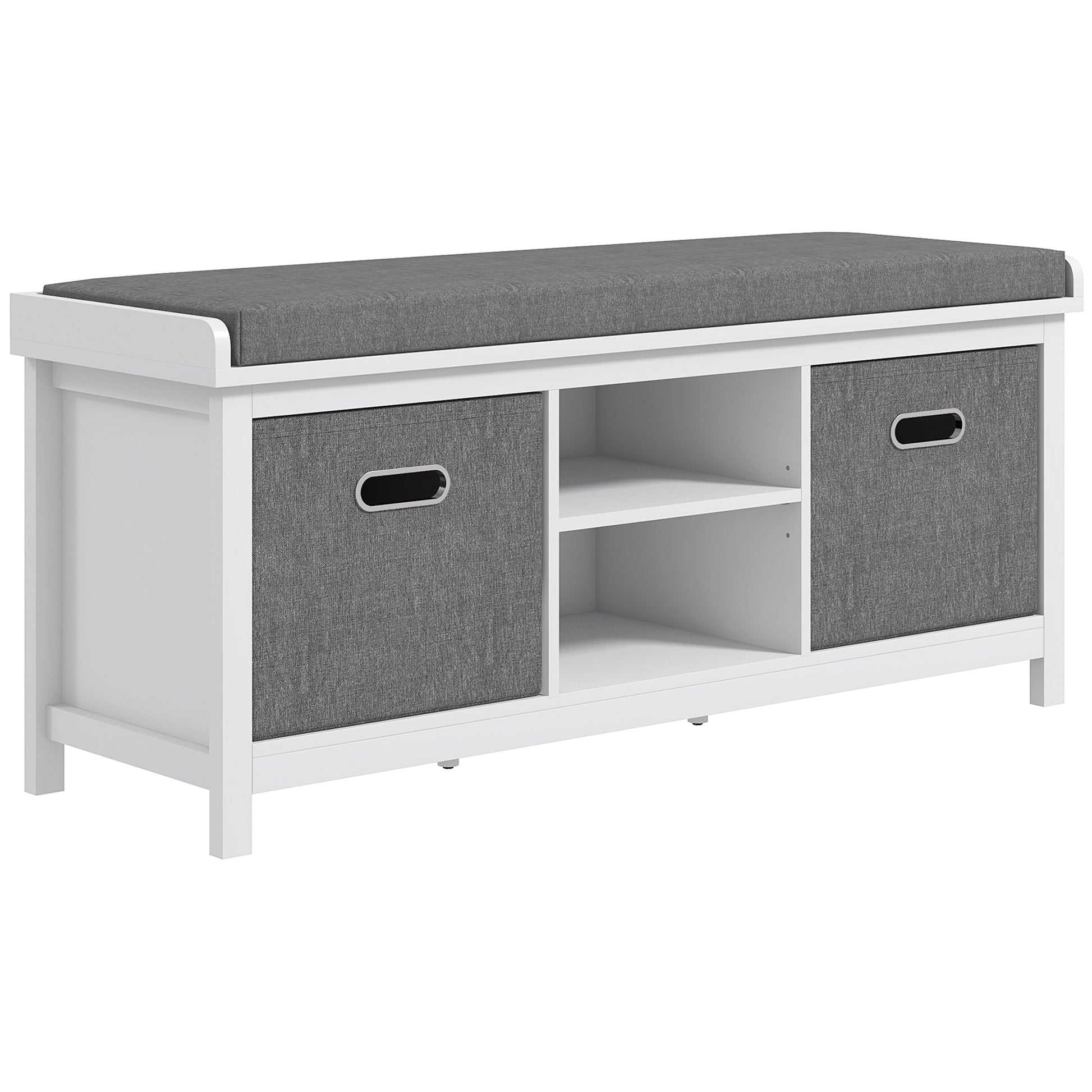 Shoe Storage Bench with Seat, Entryway Bench Seat with Cushion, 2 Drawers and Adjustable Shelf for Hallway, White Shoe Storage Cabinets & Racks   at Gallery Canada