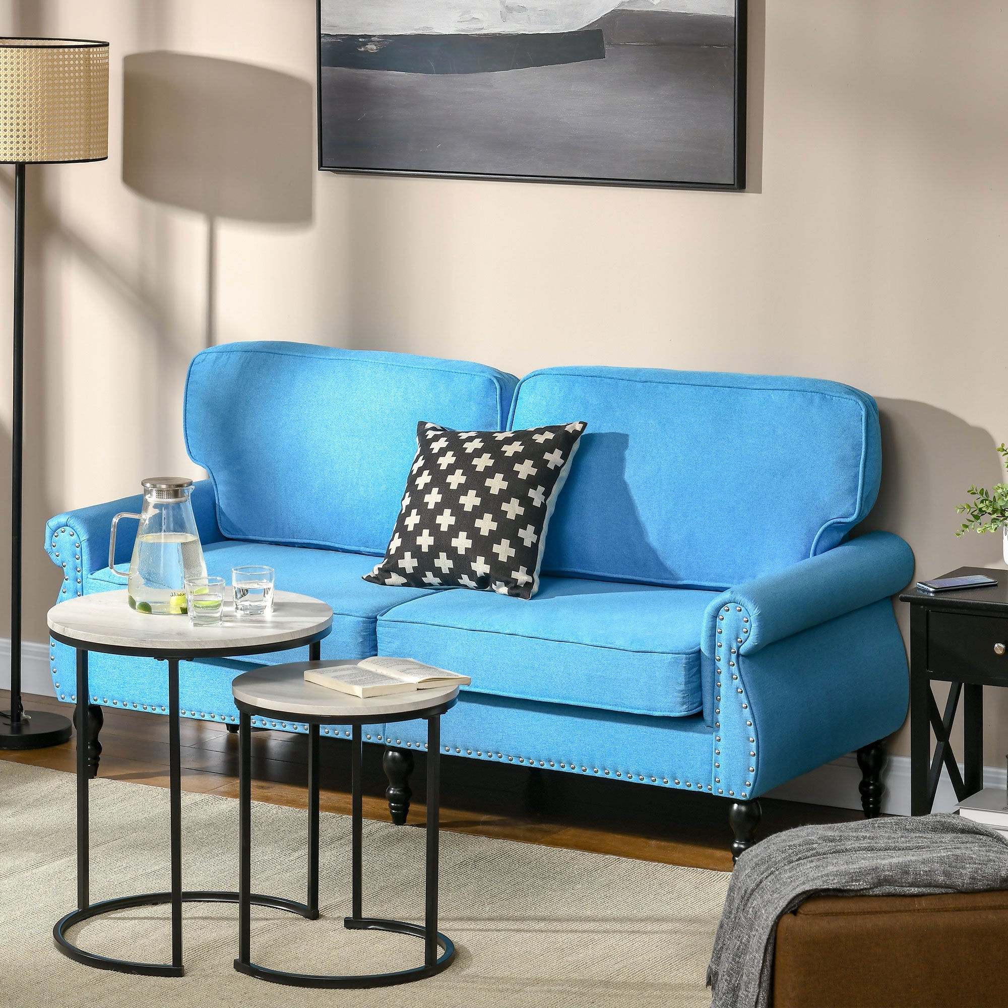 Stylish Midback Double Sofa with Sponge Padding Rubber Wood Leg Home Office 2-Seater Sofas   at Gallery Canada