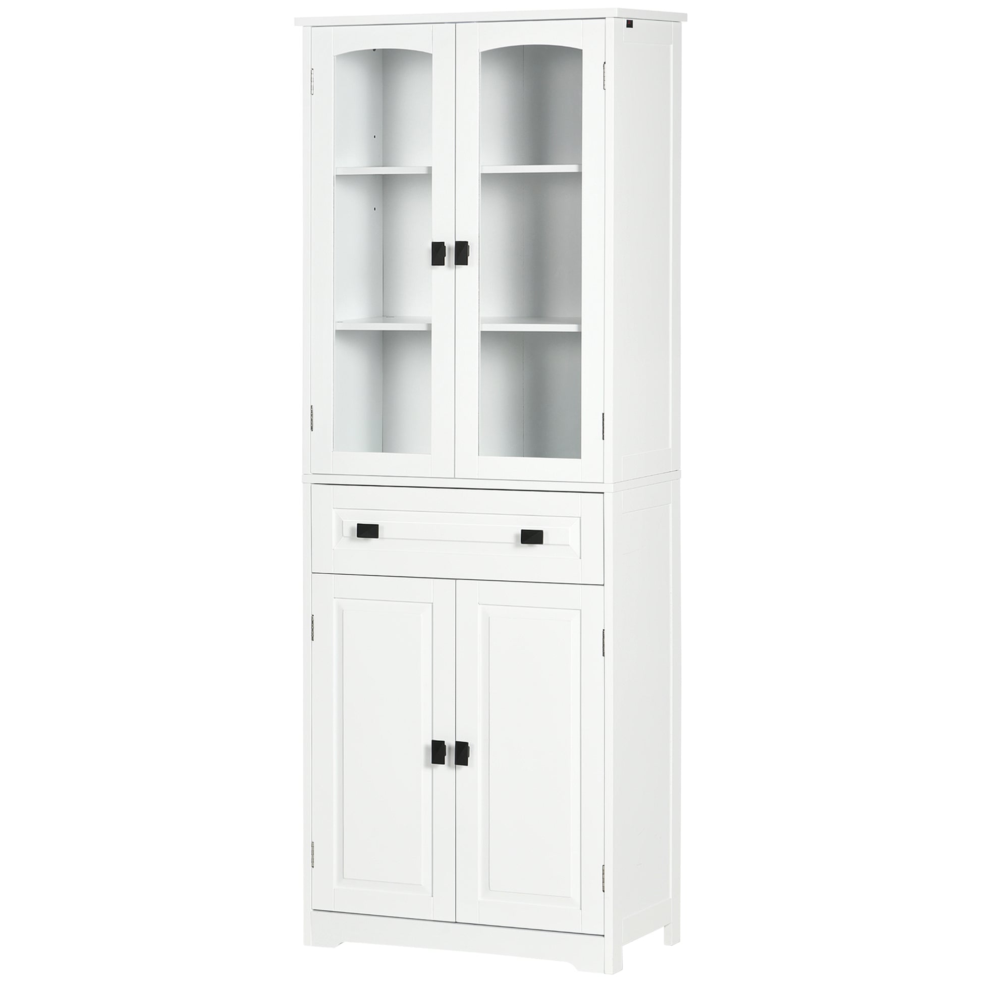 63" 4-Door Kitchen Pantry Cabinet, Freestanding Storage Cabinet Cupboard with Adjustable Shelves, White Kitchen Pantry Cabinets   at Gallery Canada