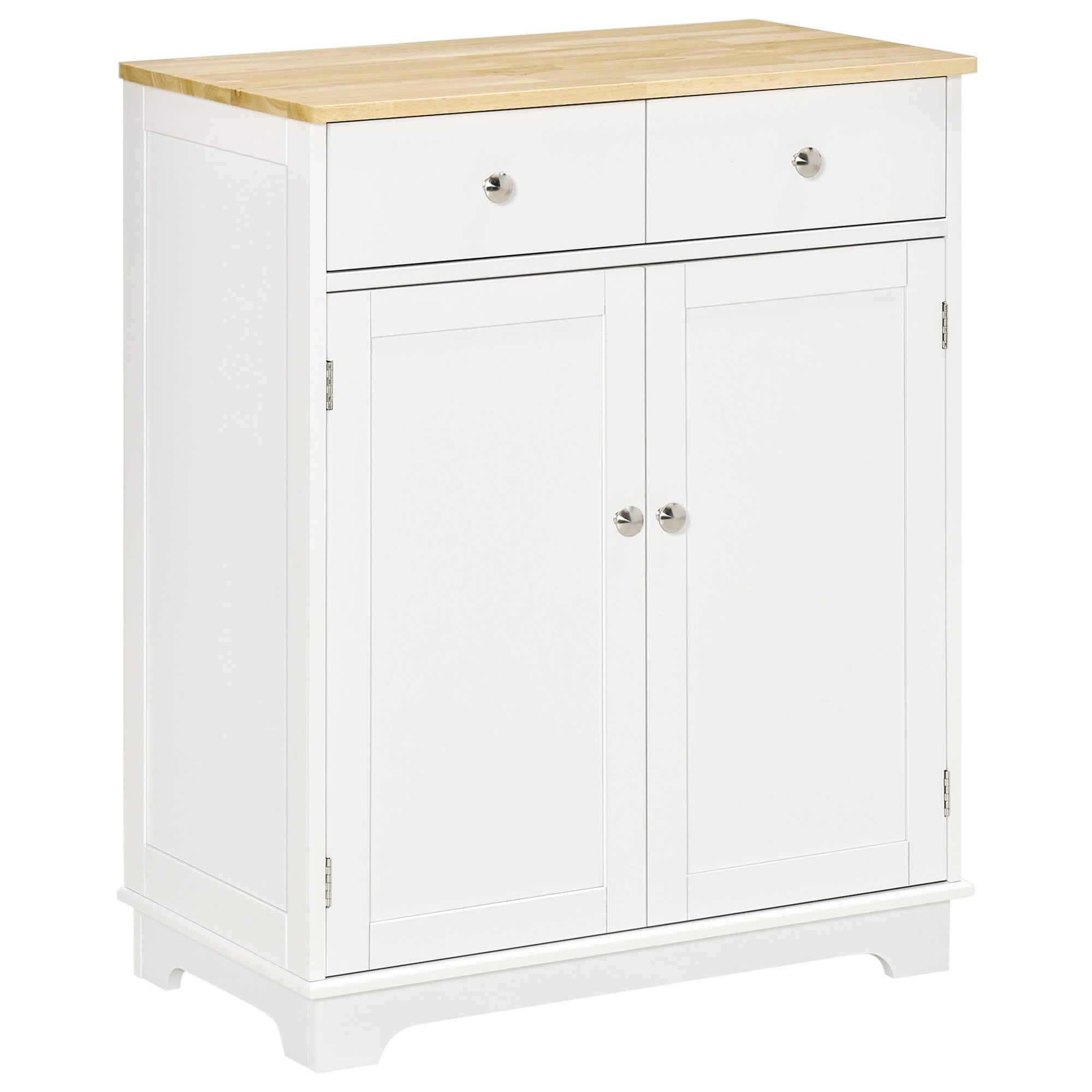 Kitchen Storage Cabinet, Sideboard Buffet Cabinet with Solid Wood Top, Adjustable Shelf, 2 Drawers and 2 Doors, White Storage Cabinets Multi Colour  at Gallery Canada