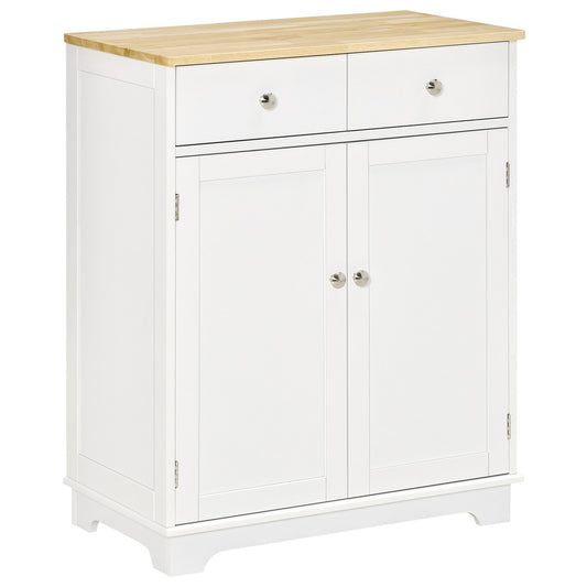 Kitchen Storage Cabinet, Sideboard Buffet Cabinet with Solid Wood Top, Adjustable Shelf, 2 Drawers and 2 Doors, White - Gallery Canada