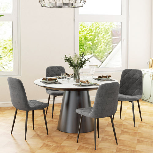 Dining Chairs Set of 4, Upholstered Dining Room Chairs with Steel Legs, Modern Kitchen Chair for Dining Room, Grey