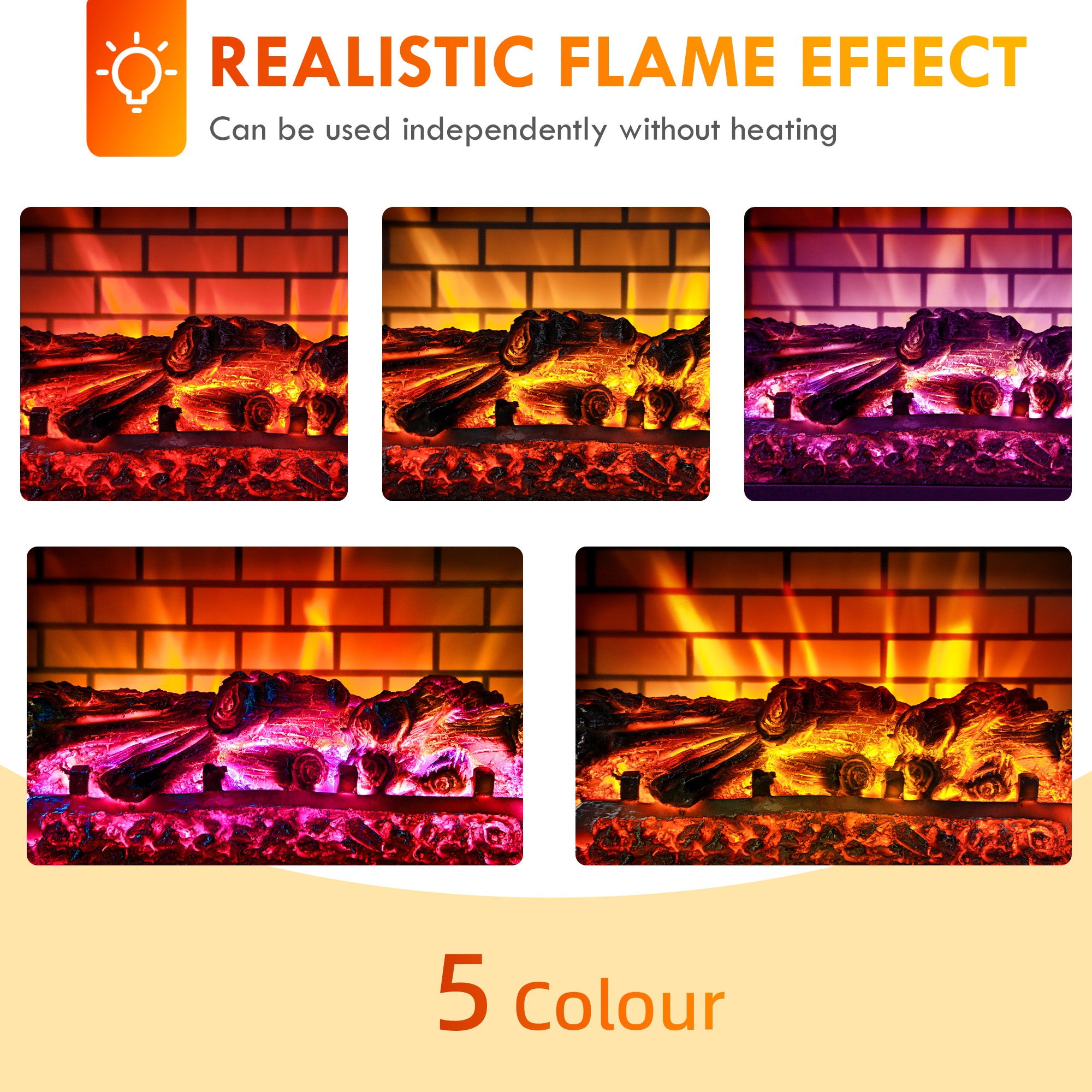 Electric Fireplace Stove, Infrared Fireplace Heater with Realistic Flame, Adjustable Temperature, 1500W, White Electric Fireplaces at Gallery Canada