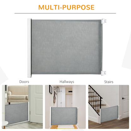 Retractable Pet Safety Barrier Gate, Flexible and Extensible for Stairways Doorways Hallways, Grey Houses, Kennels & Pens   at Gallery Canada