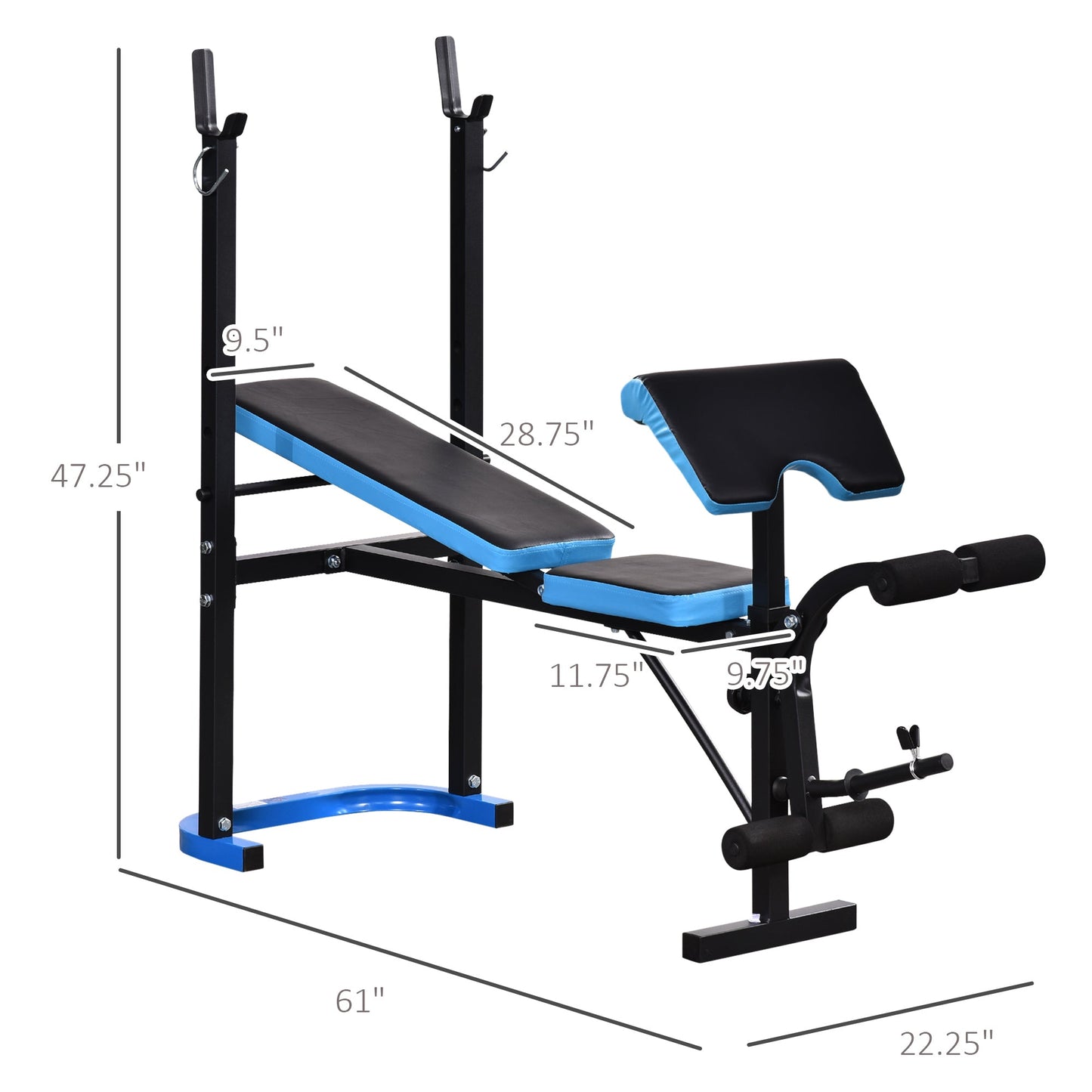 Multifunctional Adjustable Weight Bench with Barbell Rack and Leg Developer, Black Weight Benches   at Gallery Canada