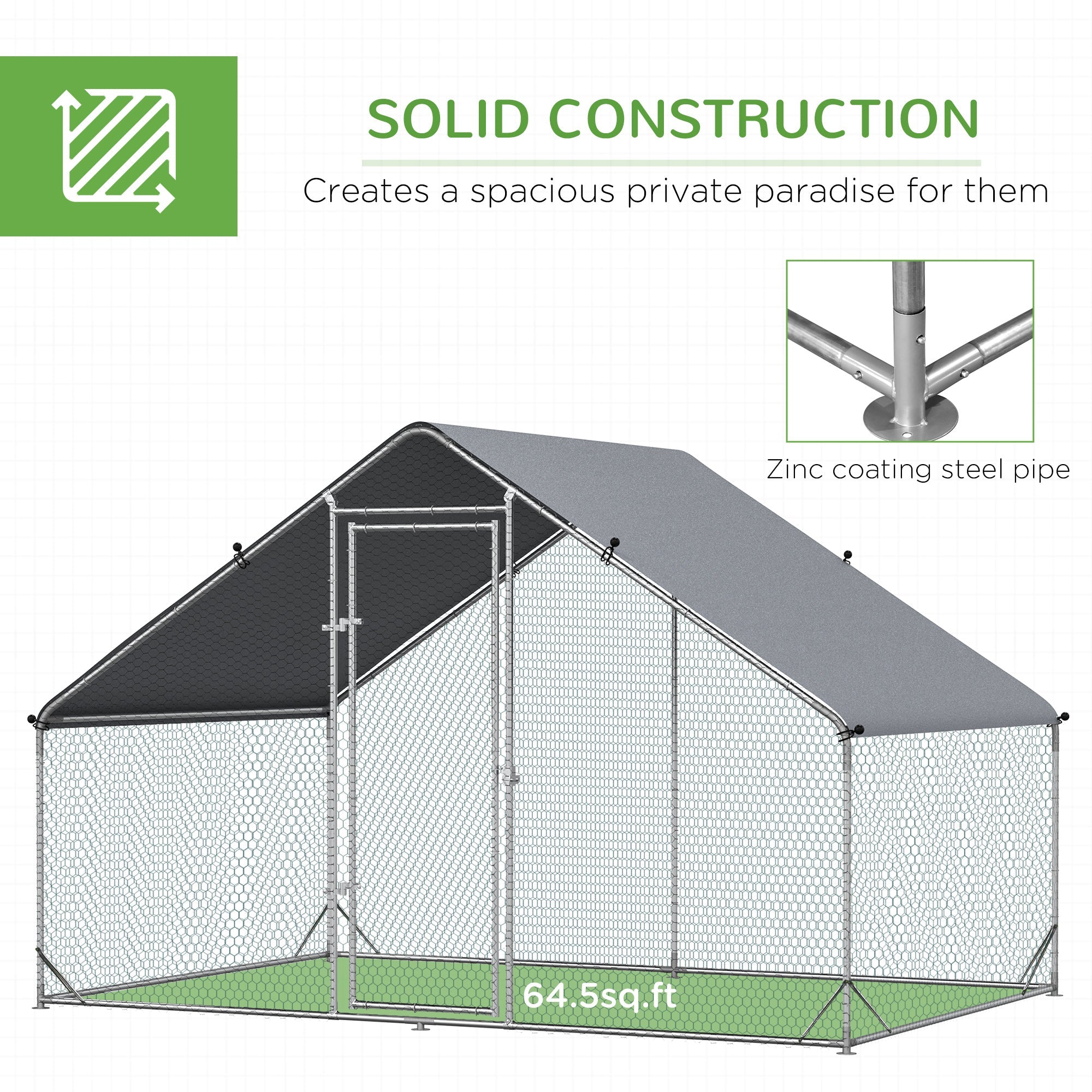 9.8' x 6.6' x 6.6' Chicken Coop Cage, Outdoor Hen House w/Cover &; Lockable Door Chicken Coops   at Gallery Canada