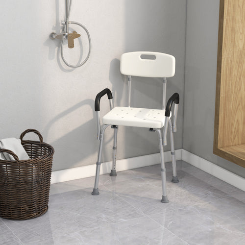 Adjustable Medical Shower Chair with Back, Bathtub Bench Bath Seat with Padded Arms, Non Slip Tub Safety for Disabled, Seniors, Elderly