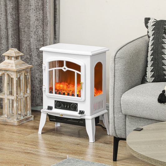 22" Electric Fireplace Stove, 1500W Freestanding Fireplace Heater with Adjustable Temperature, White Electric Fireplaces   at Gallery Canada