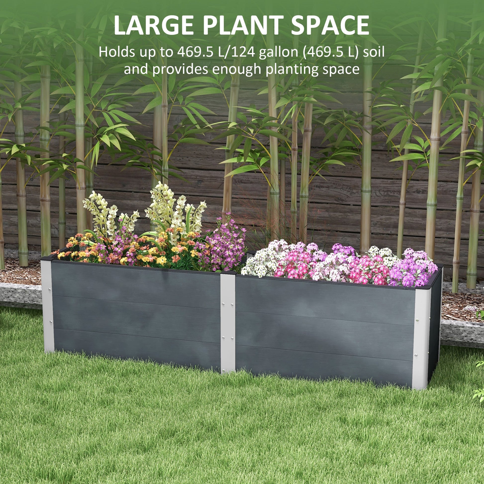 6.6' x 1.6' x 1.8' Elevated Planter Box with Open Bottom, Raised Garden Bed for Vegetables, Flowers, Fruits, Herbs, Grey Raised Garden Beds   at Gallery Canada