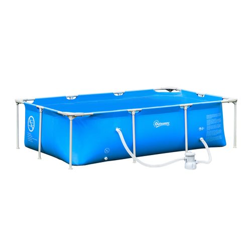 8.3ft x 5ft x 26in Frame Above Ground Swimming Pool Set with Filter Pump Filter Cartridge Reinforced Sidewalls Blue