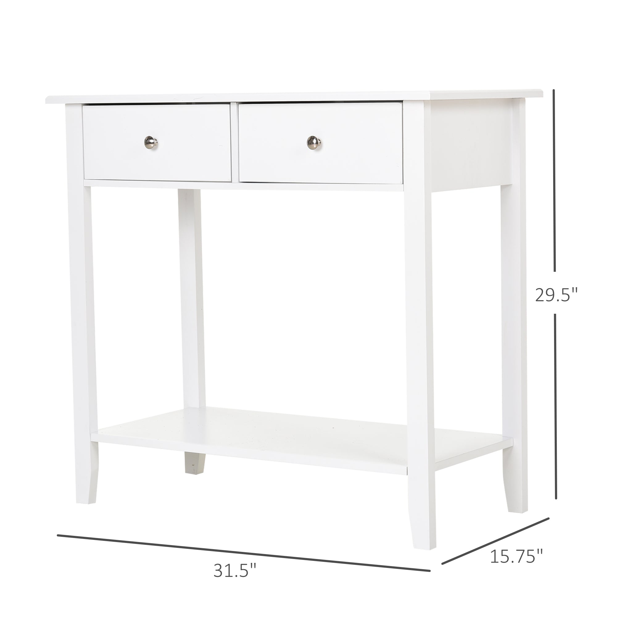 Wooden Console Sofa Table with 2 Drawers and 1 Storage Shelf for Living Room Entryway, White Console Tables   at Gallery Canada