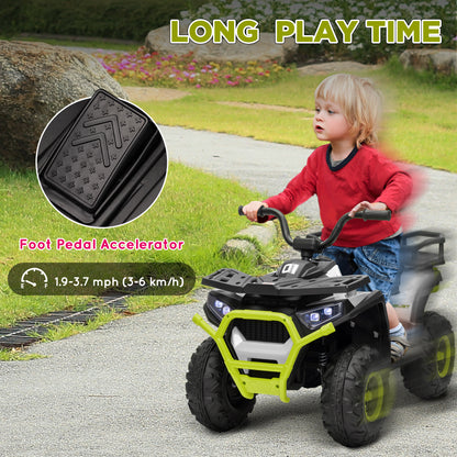 Kids ATV, 12V Battery Powered Electric Ride on Toy w/ Spring Suspension, Storage Basket, High &; Low Speed, Green Electric Ride On Toys at Gallery Canada