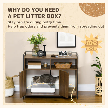 Hidden Cat Litter Box Enclosure with Shelves & Scratching Pad, Brown Cat Litter Box Enclosures   at Gallery Canada