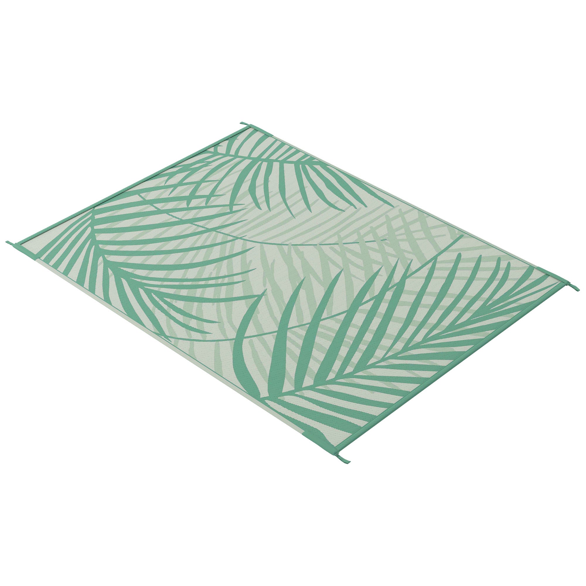 Reversible Outdoor Rug with Carry Bag, 9' x 12' Waterproof Rug, Portable RV Camping Carpet for Backyard Garden Decor Green and Cream at Gallery Canada