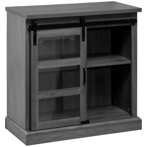 Buffet Cabinet Kitchen Storage Sideboard with Glass Sliding Door, Adjustable Shelf for Dining Room, Gray