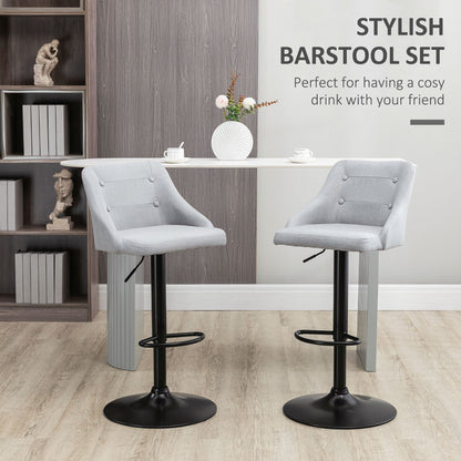 Adjustable Swivel Bar Stools with Back, Armrests, Footrest, Set of 2, Light Grey Bar Stools   at Gallery Canada